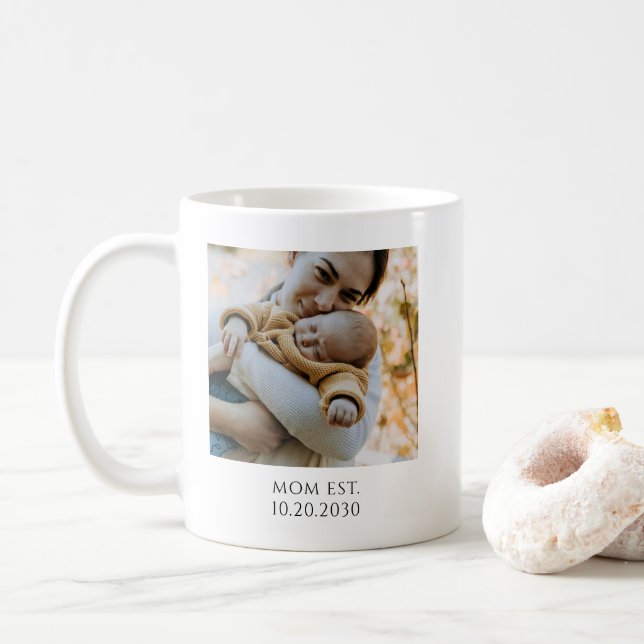 Caneca De Café Foto de Mãe Personalizada Estabelecida (Com Donut)