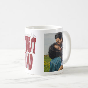 Caneca De Café Foto de namorado com tipografia burgundy