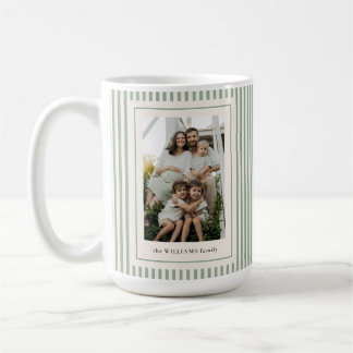 Caneca De Café Foto de Natal com Listras Verdes
