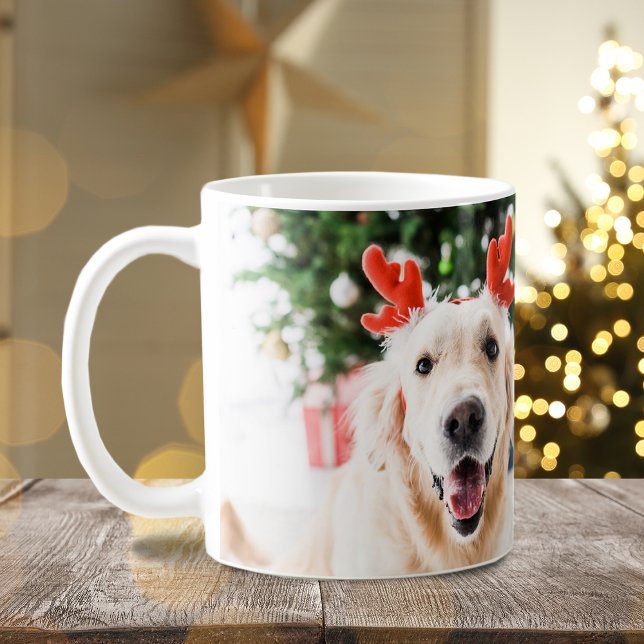 Caneca De Café Foto de Natal do Cachorro Feliz Pawlidays (Dog Christmas Photo Happy Pawlidays Coffee Mug)