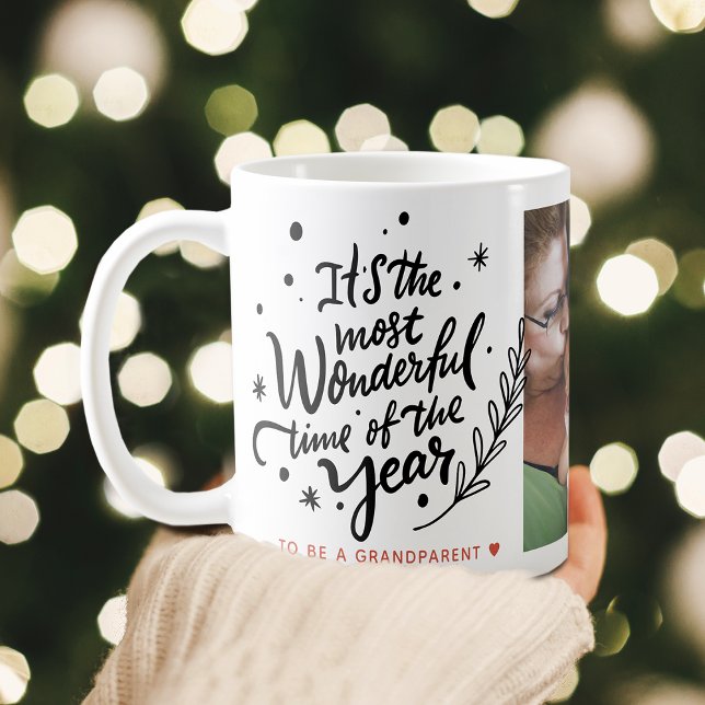 Caneca De Café Foto de Natal Festiva, Maravilhosa (Most Wonderful Time Festive Christmas Photo Coffee Mug)