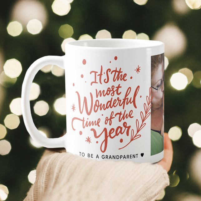 Caneca De Café Foto de Natal Festiva, Maravilhosa (Most Wonderful Time Festive Christmas Photo Coffee Mug)