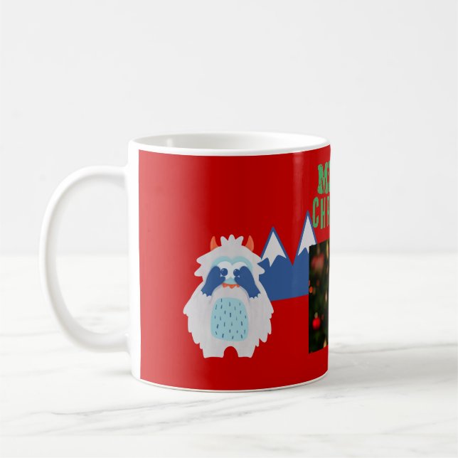 Caneca De Café Foto de Natal para Crianças Imaginosas Cute Yeti (Esquerda)