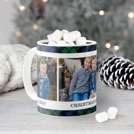 Caneca De Café Foto de Natal Personalizada para marinho e Xadrez 