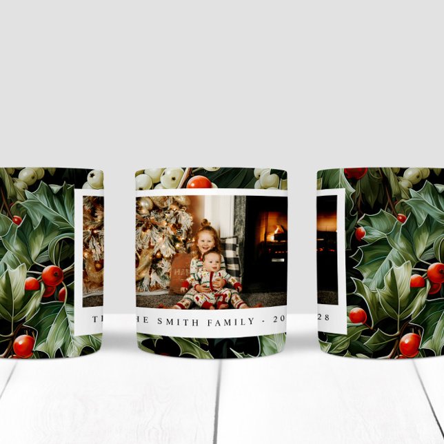 Caneca De Café Foto de Natal Verde Tradicional (Criador carregado)