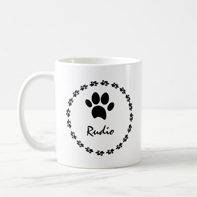 Caneca De Café Foto de Nome de Pata de Gatinho Fofo  (Esquerda)