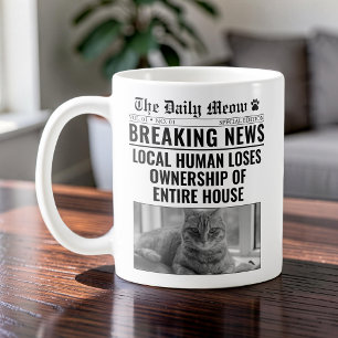 Caneca De Café Foto de Notícias de Última Hora de Gato Engraçado