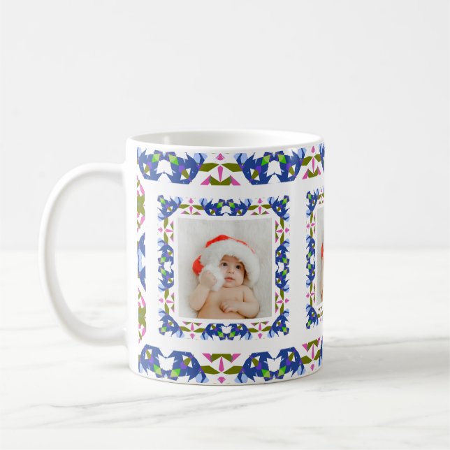 Caneca De Café Foto de Padrão de Natal Personalizado - Chá (Esquerda)