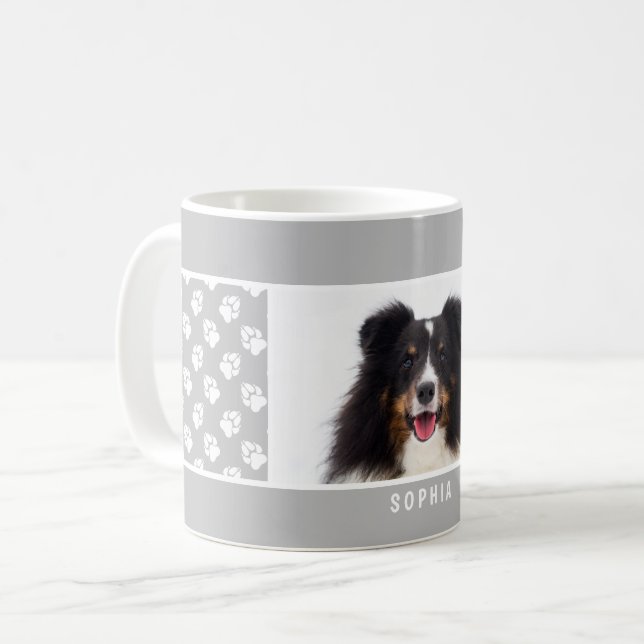 Caneca De Café Foto De Pet Personalizada Com Pinças Brancas Na Ci (Frente Esquerda)