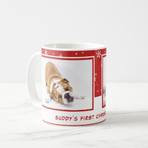 Caneca De Café Foto de Pet Personalizada Red Puppy Natal