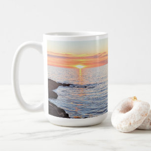 Caneca De Café Foto de Pôr do Sol Deslumbrante Adicionar Mensagem
