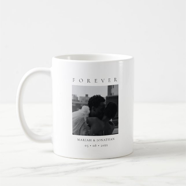 Caneca De Café Foto de Recém-Casados Moderna Minimalista Simples (Esquerda)