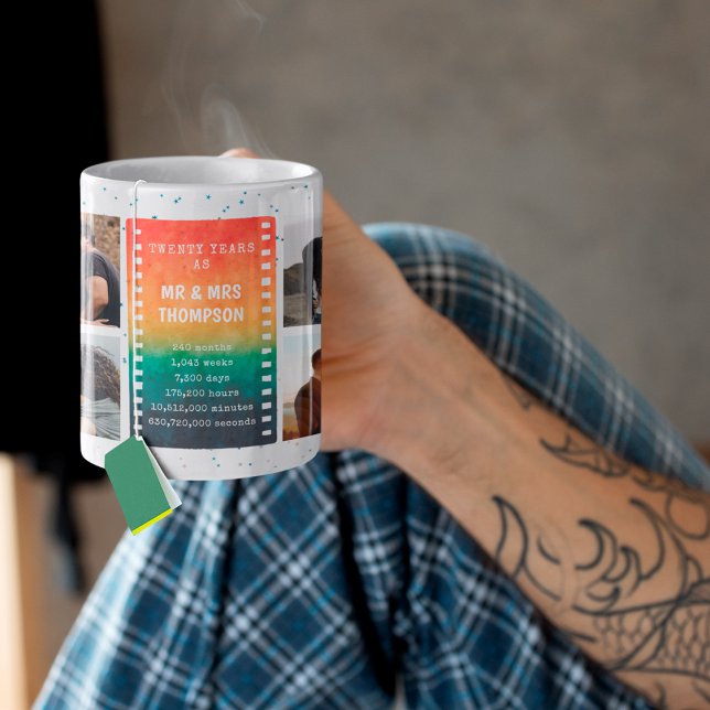 Caneca De Café Foto de Retro Sunset Sr. e Sra. 20 Aniversário (Criador carregado)