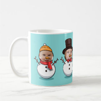 Caneca De Café Foto de Rosto Engraçado Personalizado Snowmen Nata