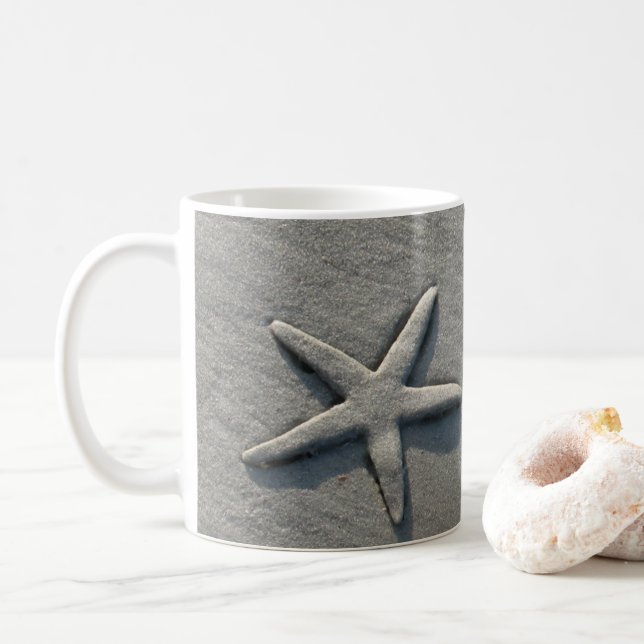 Caneca De Café Foto de Starfish Sand Ocean Beach (Com Donut)