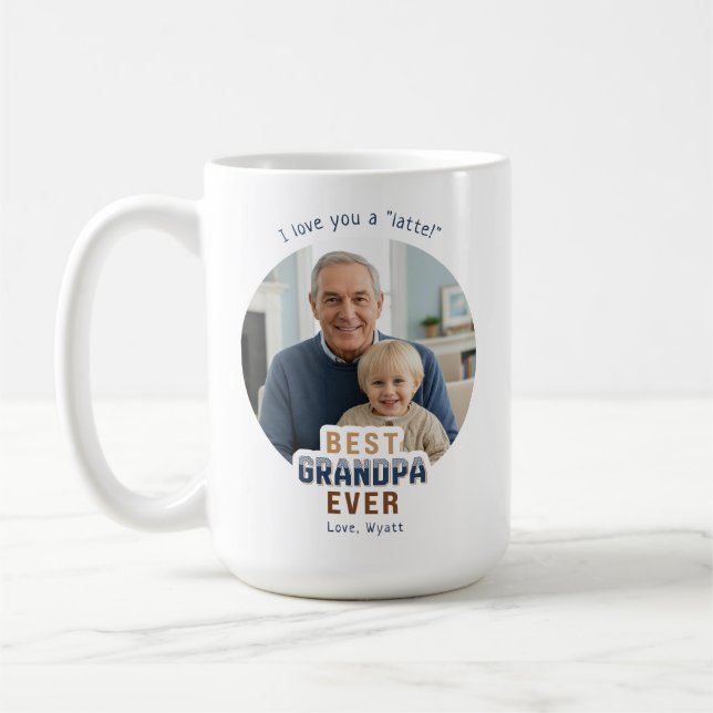 Caneca De Café Foto de Texto Personalizado Melhor Avô de Todos os (Esquerda)
