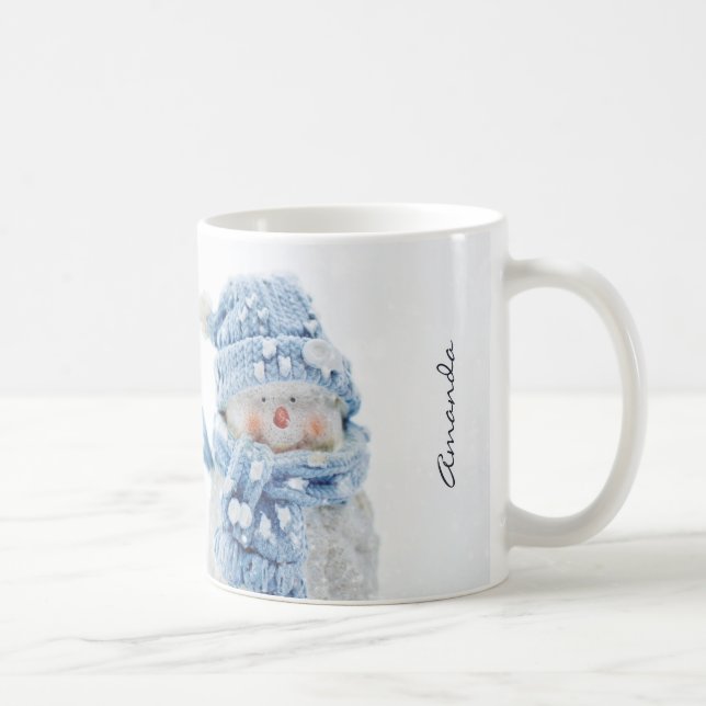 Caneca De Café Foto de um bonitão de neve no inverno - Natal (Direita)
