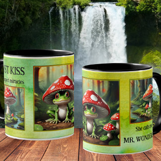Caneca De Café Foto de Watercolor com Sapo engraçado