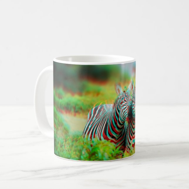 Caneca De Café Foto de Zebra Animal Pet Anaglyph em 3D (Frente Esquerda)