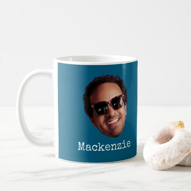 Caneca De Café Foto Divertida de Rosto Personalizada (Com Donut)