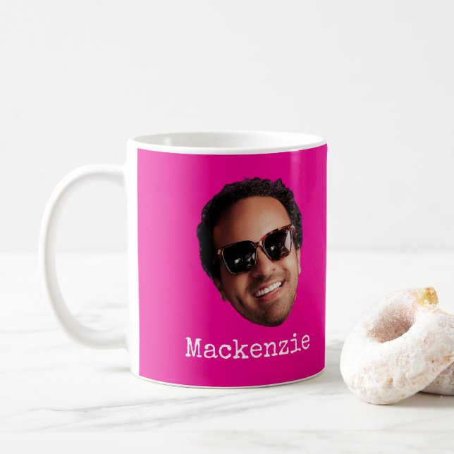Caneca De Café Foto Divertida de Rosto Personalizada (Com Donut)