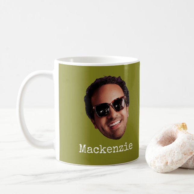 Caneca De Café Foto Divertida de Rosto Personalizada (Com Donut)