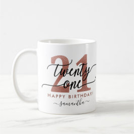 Caneca De Café Foto do aniversário de 21 anos Dourado Rosa