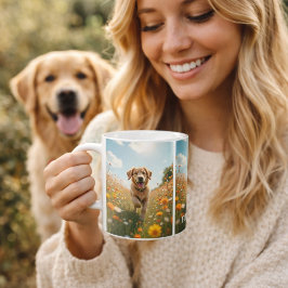 Caneca De Café Foto do cachorro nome do animal de estimação texto