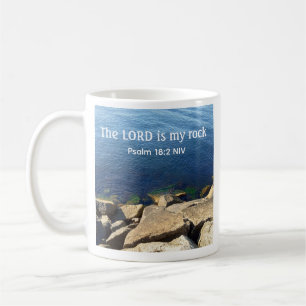 Caneca De Café Foto do Deus do Oceano é Meu Rochedo Versículo Bíb