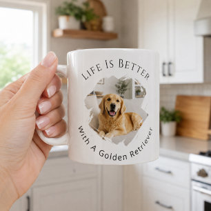 Caneca De Café Foto do Golden Retriever A Vida é Melhor