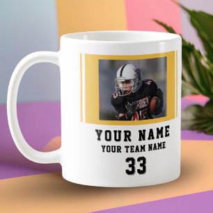 Caneca De Café Foto do Jogador Nome Número Equipe Amarela Preta