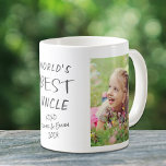 Caneca De Café Foto do melhor tio do mundo<br><div class="desc">Celebrar um tio amado com esta caneca personalizada com duas fotos de sobrinhos e sobrinhos e seus nomes "O Melhor Tio do Mundo".</div>