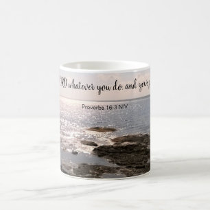Caneca De Café Foto do Oceano Atlântico com sucesso de Bíblia Ver