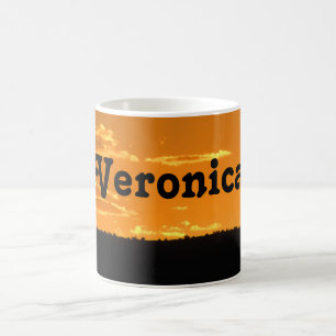 Caneca De Café Foto do Pôr do Sol Céu Noturno Laranja Amarelo Bri