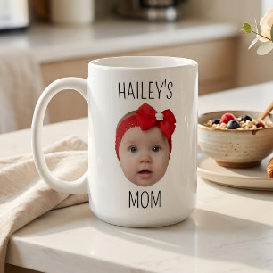 Caneca De Café Foto do rosto de bebê fofo personalizada para a Ma