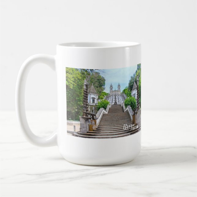 Caneca De Café Foto do Santuário de Bom Jesus Braga, com oração (Esquerda)