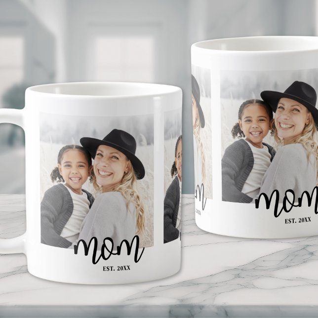 Caneca De Café Foto do Script Estabelecido pela Mamãe (Mom Established Script Photo Gift Coffee Mug)