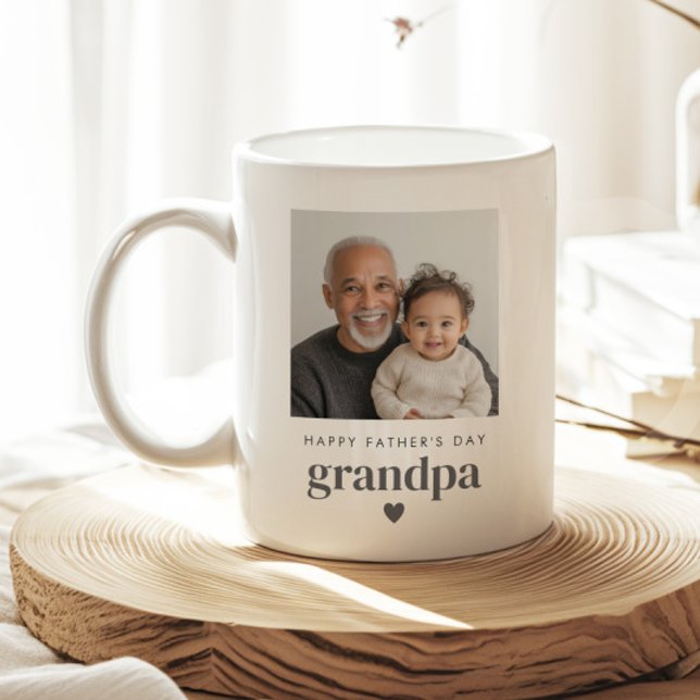 Caneca De Café Foto do vovô dia de os pais (Zazzle Fathers Day Grandpa Photo Coffee Mug (Front))