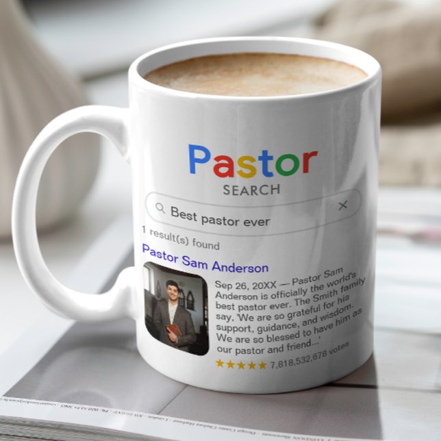 Caneca De Café Foto e Mensagem do Melhor Pastor Nunca Pesquisou (Criador carregado)
