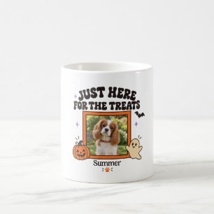 Caneca De Café Foto e nome do cachorro no Halloween apenas aqui p