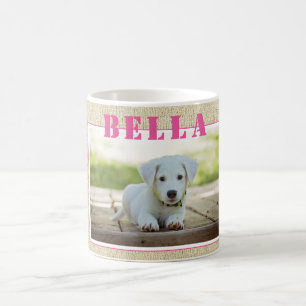 Caneca De Café Foto e nome do Cão Rosa Básico