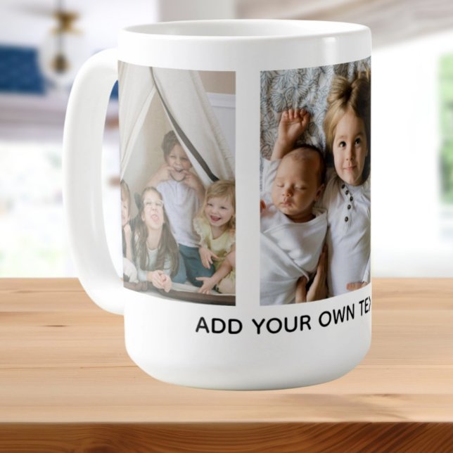 Caneca De Café Foto e texto personalizados 3 (Personalized 3 Photo and Text Coffee Mug by Ricaso. Keepsake photograph gift ideas )