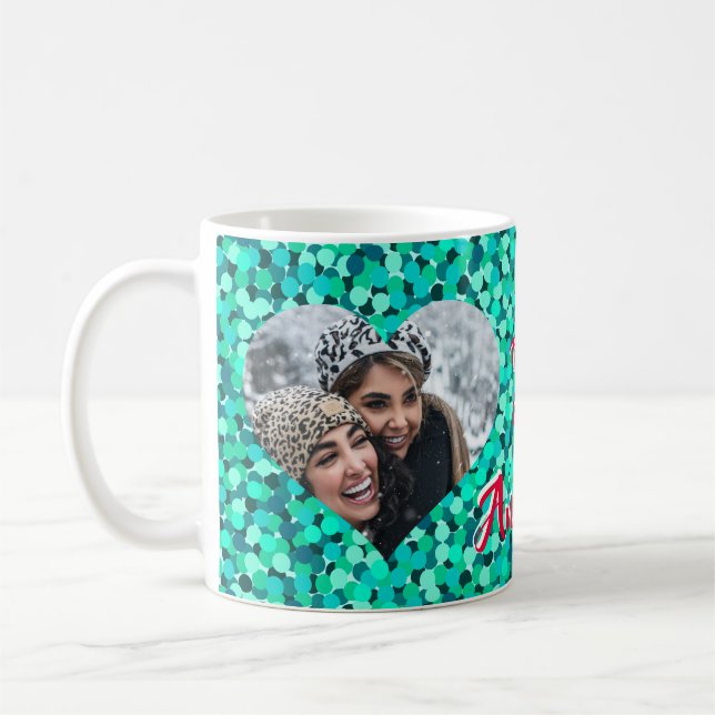 Caneca De Café Foto em Forma de Coração Brilho Azul (Esquerda)