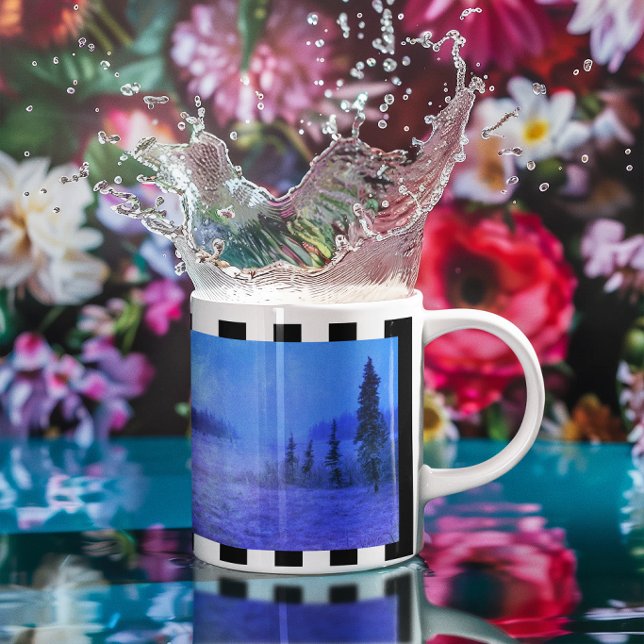 Caneca De Café Foto em Tríptico de Listras Pretas e Brancas (Black and White Stripes Triptych Photo Coffee Mug)