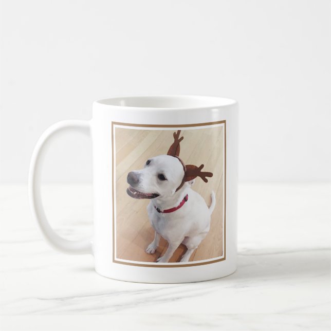 Caneca De Café Foto Engraçada de Cachorro sorrindo com Barras Fic (Esquerda)