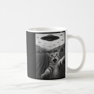 Caneca De Café Foto engraçada de gato surpreso com alienígena OVN
