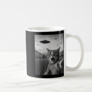 Caneca De Café Foto engraçada de gato surpreso Ed com alienígena