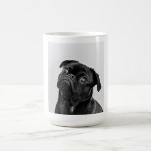 Caneca De Café Foto engraçada de Pug preto e branco fofo