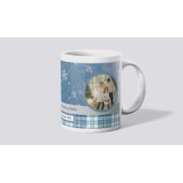 Caneca De Café Foto Espanhola Feliz Natal Elegante Azul