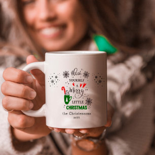 Caneca De Café Foto Festiva da Família Tenha um Natalzinho Alegre